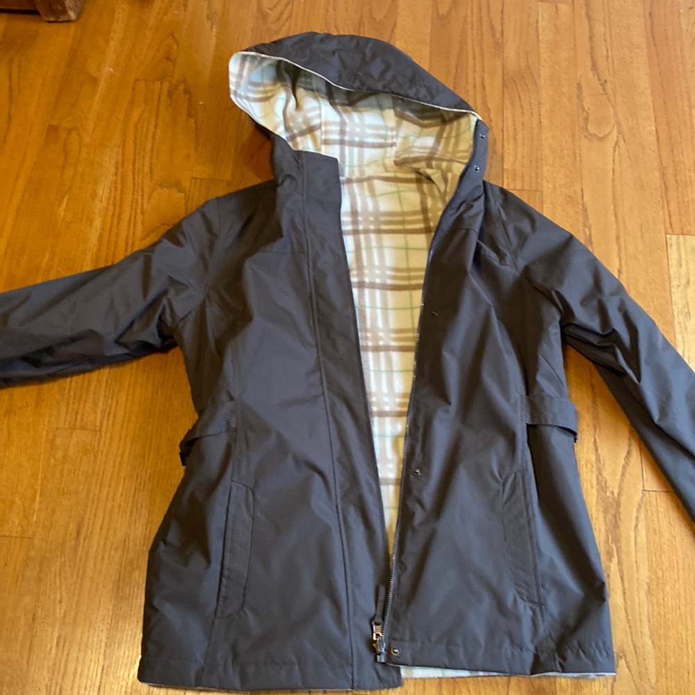 Fleece-lined brown water-resistant jacket size S.